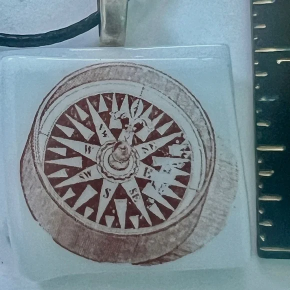 Compass Pendant Necklace True North Art Glass - Picture 3 of 5